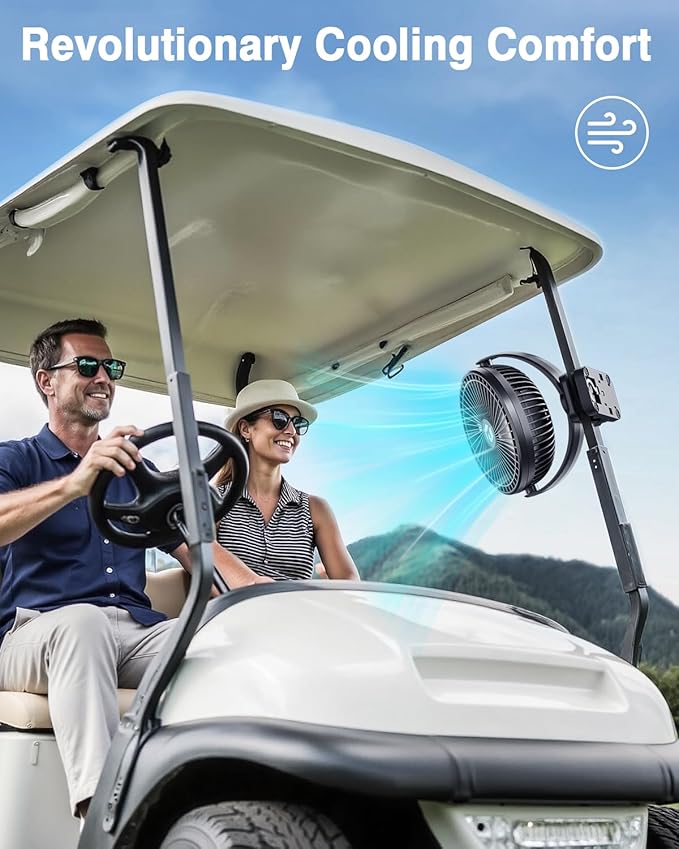 FRIZCOL 12000mAh 8 Inch Portable Clip On Fan Rechargeable, Battery Operated Desk Fan, Camping Fans with lights and Remote, USB Fans Sturdy Clamp for Golf Cart Desk Office Stroller Bedroom Tent