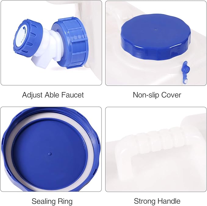 4 Gallon/15L Water Container with Spigot, Portable BPA Free Water Jug, Multifunction Water Tank for Camping Outdoor Hiking Picnic Supplies, Emergency Stroage