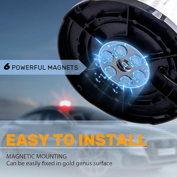 Red Beacon Light, 7" LED Rotating Beacon Red Flashing Safety Warning Lights Magnetic Beacon Emergency Strobe Lights for Trucks Trailer Tractor Forklift Golf Carts Construction Vehicles