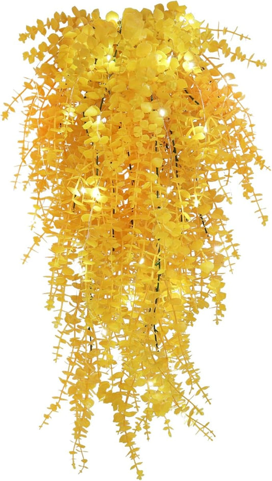 Hanging Plants Indoor Artificial Grass Fake Faux Hanging Plants Outdoor Artificial Plant Wall for Indoor Home Room Wall Outdoor Garden Party Proch Wedding Backyard Arch Decoration(Pure Yellow)