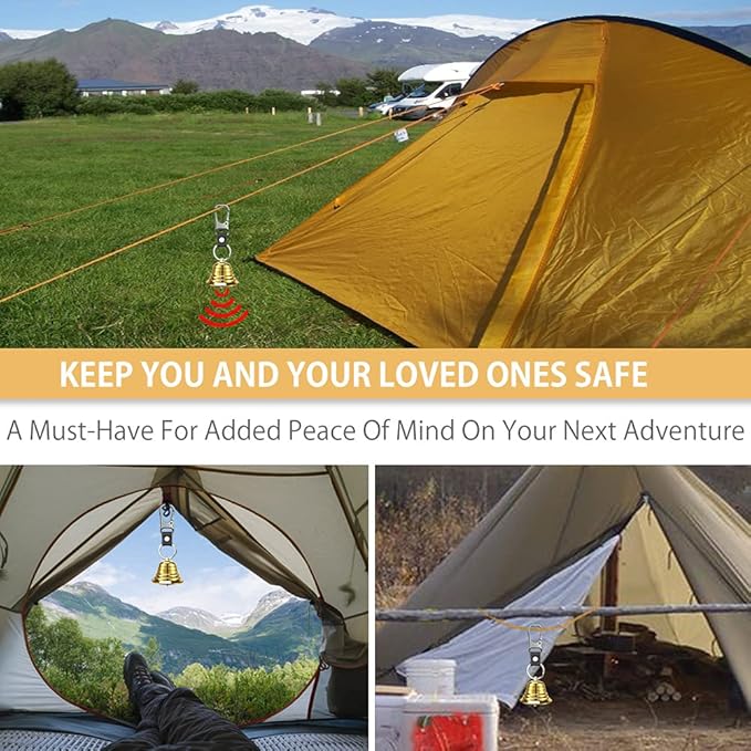 NedFoss Loud Bear Bell Set to Scare Bears, Hiking Essentials for Women, Emergency Whistle and Bear Bells for Hiking, Camping, Biking, Solid Brass Bear Deterrent Hiking Gear Gifts