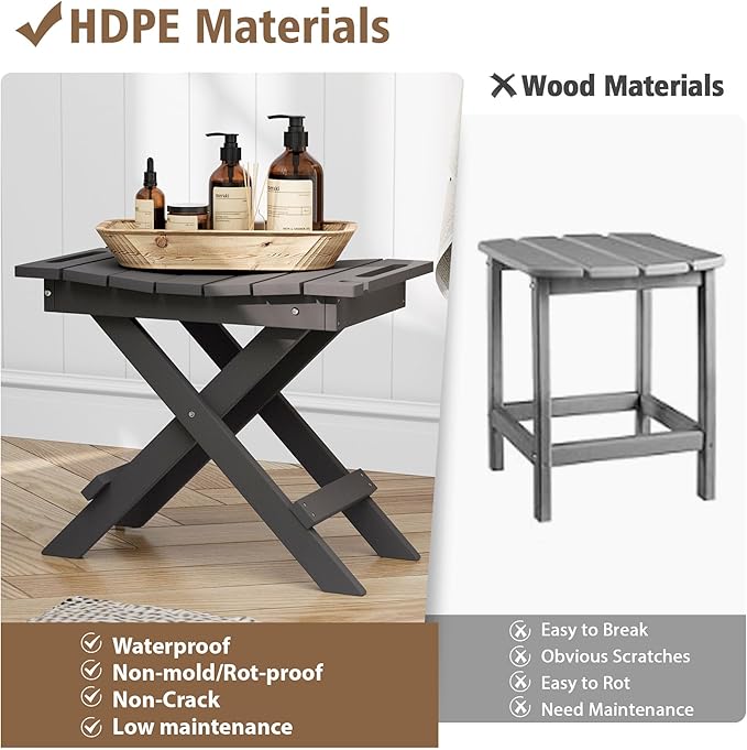 Urban Nest HDPE Folding Shower Stool, Non-Slip Bath Stool for Bathtub Steps, Lightweight and Waterproof (300lb Capacity)