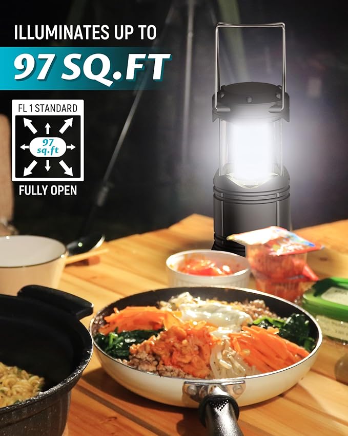 Lichamp 4 Pack LED Camping Lanterns, Battery Powered Camping Lights LED Collapsible Flashlight Portable Emergency Supplies Kit, A4GY