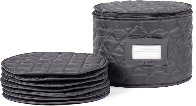 Covermates Keepsakes - Dish Storage - Padded Protection - ID Window - Stain Resistant - Machine Washable - China Storage, Slate