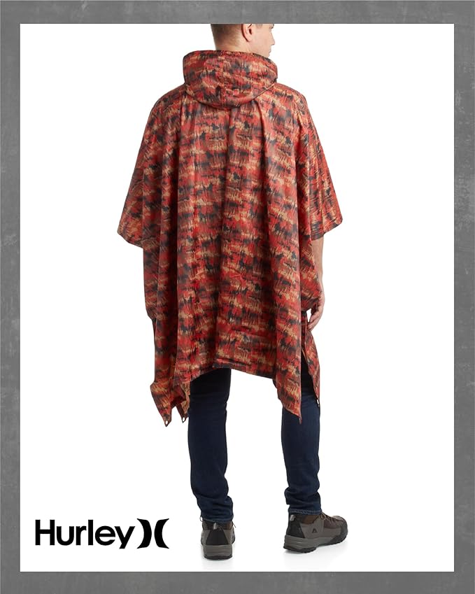 Hurley Ponchos Adult - Waterproof Rain Ponchos for Adults, Lightweight Packable Rain Poncho for Hiking, Camping & Emergency