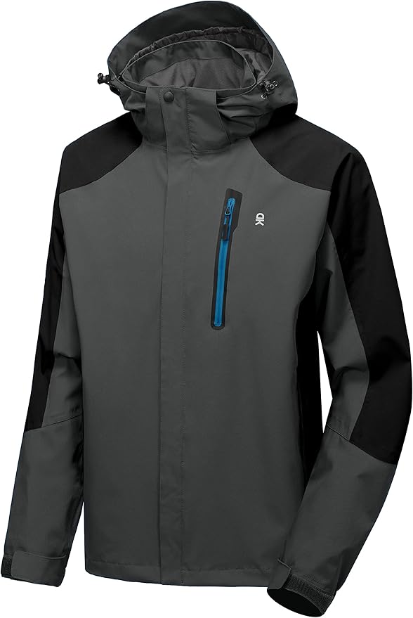 Little Donkey Andy Men's Waterproof Rain Jacket Outdoor Lightweight Hooded Raincoat for Hiking Golf Travel Fishing