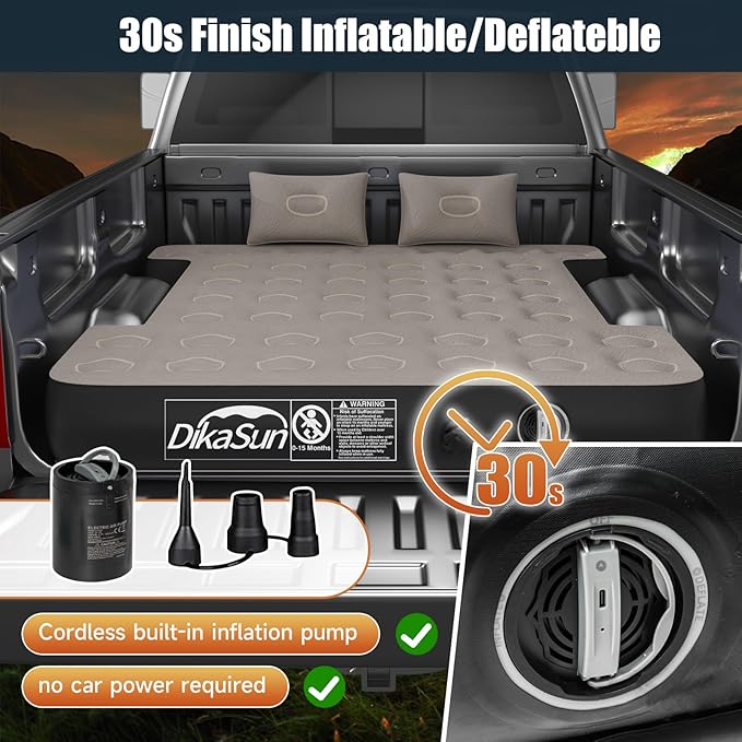 Truck Bed Air Mattress for 5.5-5.8 ft, Full Size Short Inflatable Mattress Short Truck Beds for Camper Outdoor Travel