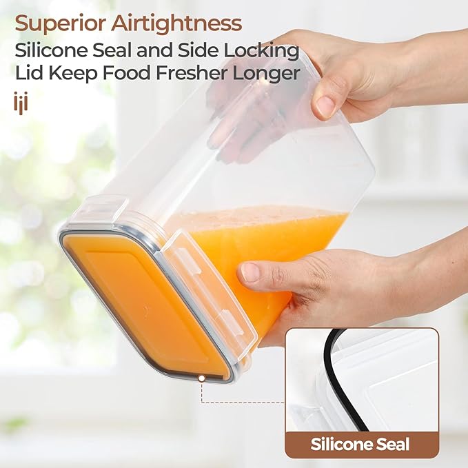 ComSaf Food Storage Containers with Lids Set of 3 (2L/67oz) (1.4L/47oz) (0.8L/27oz), Airtight Food Storage Containers, Plastic Canisters Sets for Kitchen, Pantry Organizers for Sugar, Cereal and Snack