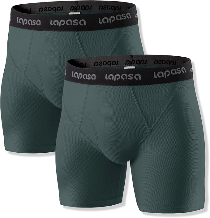 LAPASA Men's Quick Dry Travel Underwear, Terraversal Series Mesh Breathable Trunks/Boxer Briefs/Boxers (2 & 3 Packs)