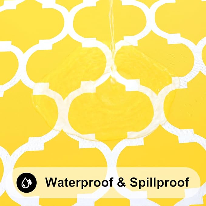 Smiry Rectangle Picnic Table Cover, Waterproof Elastic Fitted Camping Tablecloths for 6 Foot Tables, Wipeable Flannel Backed Vinyl Tablecloth Protector for Indoor, Outdoor (Yellow, 30x72 Inches)