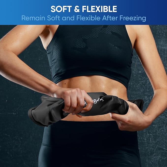 APEXUP Gel Ice Packs for Injuries Reusable, Flexible Double Sided Cold Packs for Injuries, Ice Pack for Knee, Shoulder, Back, Hip, Leg, Arm (Black, S, 2PK)