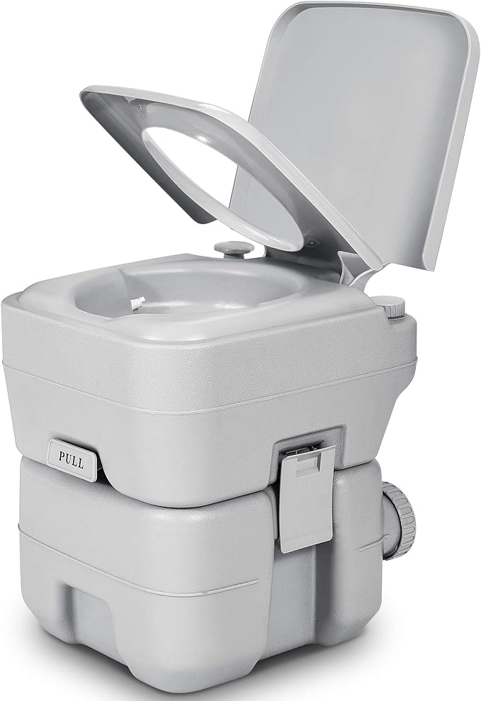 YITAHOME Portable Toilet, Camping Toilet, Travel RV Toilet,5.3 Gallon Detachable Waste Tank, Double Water Spouts, Portable Toilet for Camping, Hiking, Hunting, Boating, Gray
