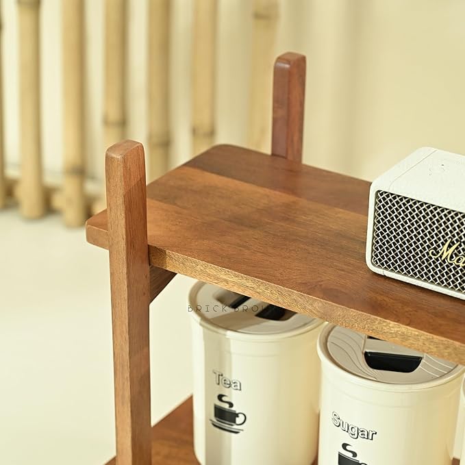 Premium Zen Organizer | 2-Tier Wooden Spice Rack | Kitchen Countertop Shelf | Tiered Shelf Organizer | Grocery Rack (41 x 23 x 38 Cm)