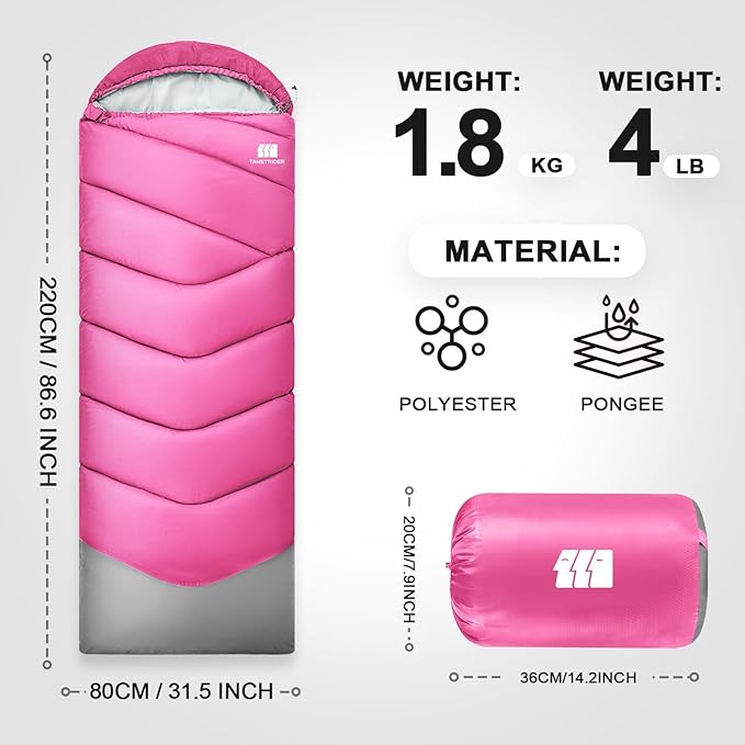 Sleeping Bags for Adults Cold Weather,Portable, Waterproof,Lightweight Sleeping Bag for Tall Girls Boys with Compression Sack for Warm Camping, Hiking, Outdoor & Indoor