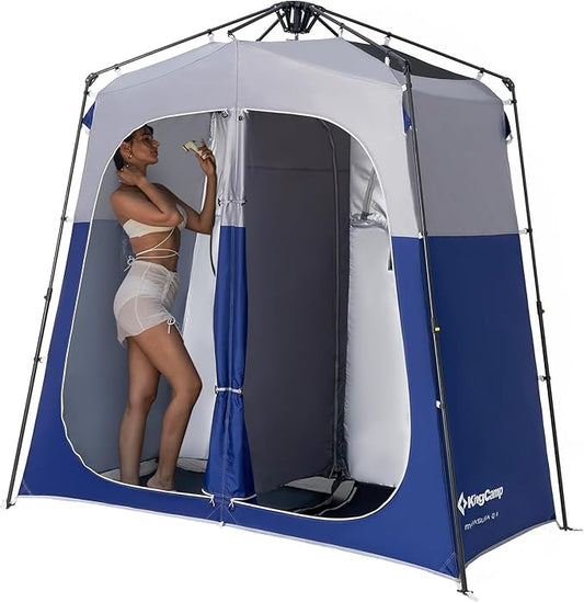 KingCamp Camping Shower Tent, Instant Portable Privacy Shelter, 1/2 Room Large Outdoor Toilet Tent with Floor, Water-Resistant, Windproof & Easy Setup for Beach, Camping & Hiking