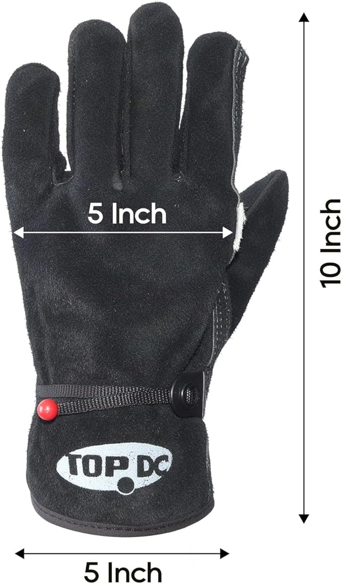 TOPDC 2 Pairs Leather Work Gloves for Men or Women, Cowhide Leather Gloves for Gardening, Tig/Mig Welding, Chainsaw, Farm, Ranch, Reinforced Palm, Adjustable Cuff, Cotton Lining, Firm Grip & Durable