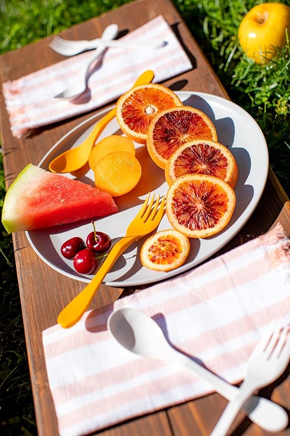 Knork Eco Astrik Plant Based Travel Set, 4 Piece (Eco Fork Knife Spoon With Carry Case, White and Gray