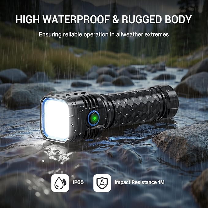 Rechargeable Flashlights High Lumens, Flashlights Rechargeable, Super Bright Flashlight, Waterproof Tactical Flash Light, High Powered 2000 mAh LED Flashlight for Emergency Home Camping Essentials 2P