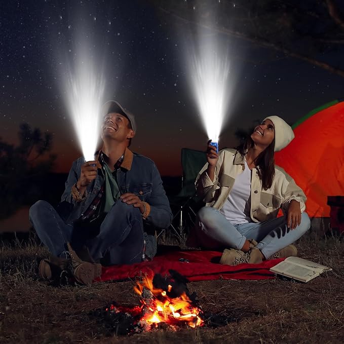 Mudder 24 Pieces Hand Crank Flashlight with LED Self Powered Charging Torch Dynamo for Camping Emergency(Blue)