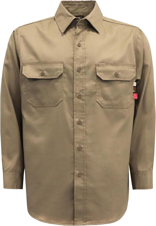 KONRECO FR Shirts for Men Fire Resistant Button Down Work Shirt 100% Cotton 6.5oz Lightweight Welding Shirts