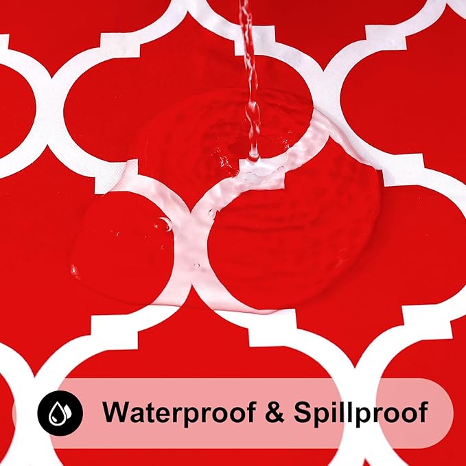 Smiry Rectangle Picnic Table Cover, Waterproof Elastic Fitted Camping Tablecloths for 4 Foot Tables, Wipeable Flannel Backed Vinyl Tablecloth Protector for Indoor, Outdoor (Red, 24x48 Inches)