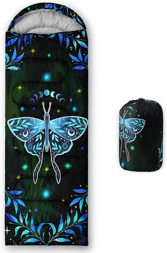 AILONEN Pink Lovely Rabbit Sleeping Bag for Girls Kids Adults,Warm and Cool Weather,Lightweight,Waterproof Backpacking,Cartoon Flowers Printed Bunny Sleeping Bag for Camping