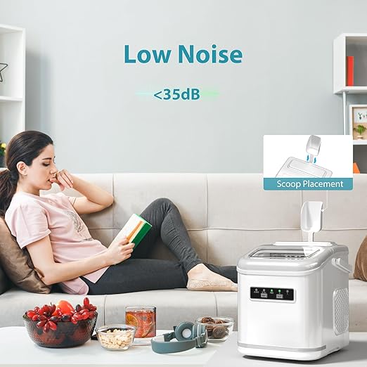 Ice Maker Machine Countertop Portable Compact Small Bullet Ice Maker with Self Cleaning,9 Cubes in 6 Mins,26lbs in 24Hrs, for Camping Dorm Home Outdoor (White)