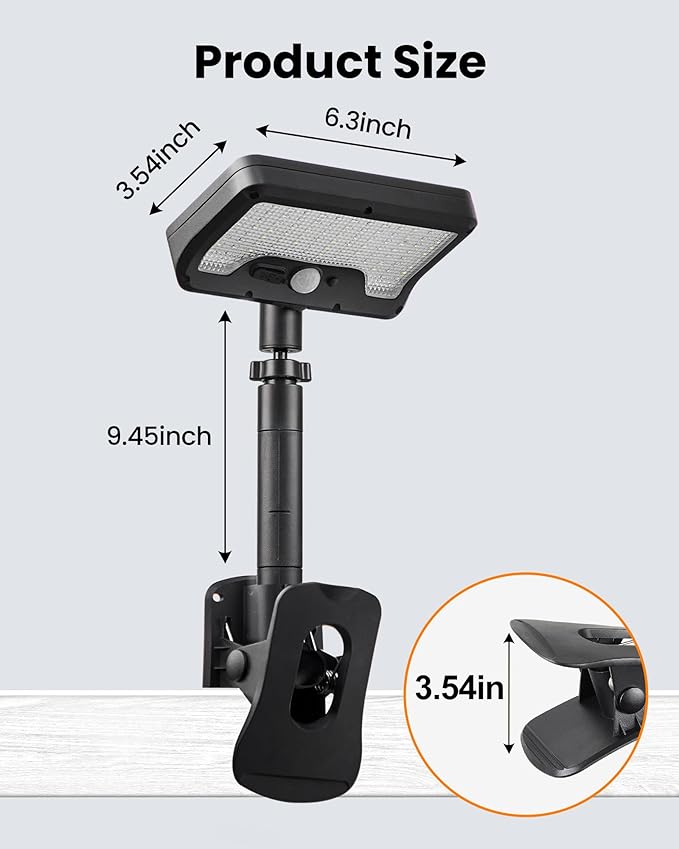 Clip On Solar Lights Outdoor,Motion Sensor Outdoor Lights, 92 LEDs 600LM Solar Fence Lights Outdoor Waterproof LED,Solar Lights for Chain Link Fence,Deck, Gutter,Camping (2)