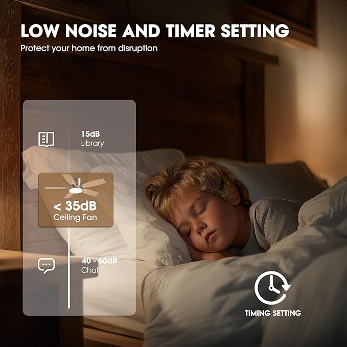 Ceiling Fans with Lights, 44" Low Profile Ceiling Fan with Light Remote Control, 6 Speed 35dB Ultra Quiet Smart Ceiling Fan with Reversible DC Motor, Dimmable 3CCT LED for Bedroom/Living Room