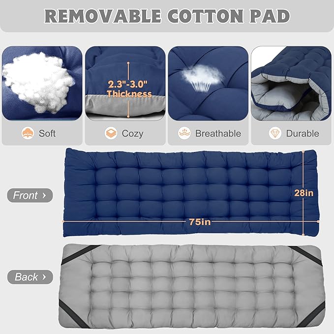 ABORON 2 Pack Folding Camping Cot W/Mat for Adults, Heavy Duty Outdoor Bed with Carry Bag,1200 D Layer Oxford Travel Camp Cots