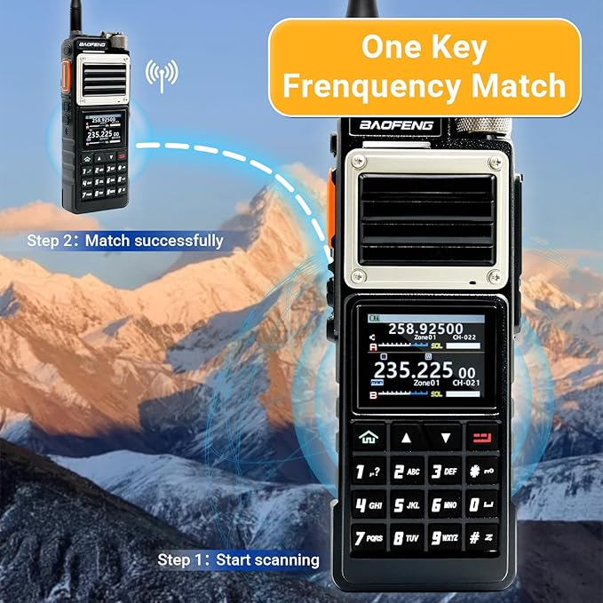 BAOFENG UV-25 PRO 10W Heavy Duty Radio Handheld Tri Band Baofeng Waterproof Radio Tri Band Ham Radios 999CH 5200MAh BatteryType-C Charging UHF VHF MW FM Air NOAA Multi-Band Receiver (Black)