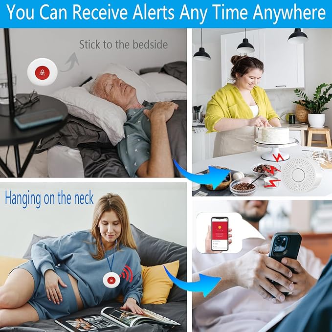 WiFi Caregiver Pager Call Button Wireless Nurse Alert Call Bell Emergency Alert Pager at Home for Elderly Patients