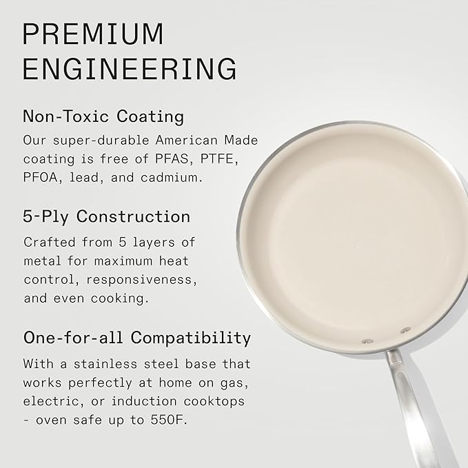 Made In Cookware - 10" Ceramic Non Stick Frying Pan (Stainless Handle) - 5-Ply Stainless Clad with Stay-Cool Handle - Professional Cookware