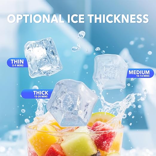 Countertop Ice Cube Maker, 33LBS/24H Portable Ice Machine with External Water Tank, 16Pcs Ready in 13 Mins, Auto-Cleaning, 2 Ways to Add Water, with Ice Scoop & Basket, for Home/Kitchen/Office