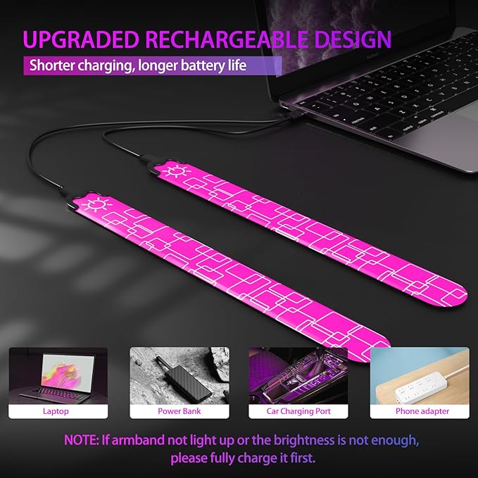 2 Pack LED Armband - Rechargeable Running Lights with Reflective Gear, High Visibility LED Wristband Lights