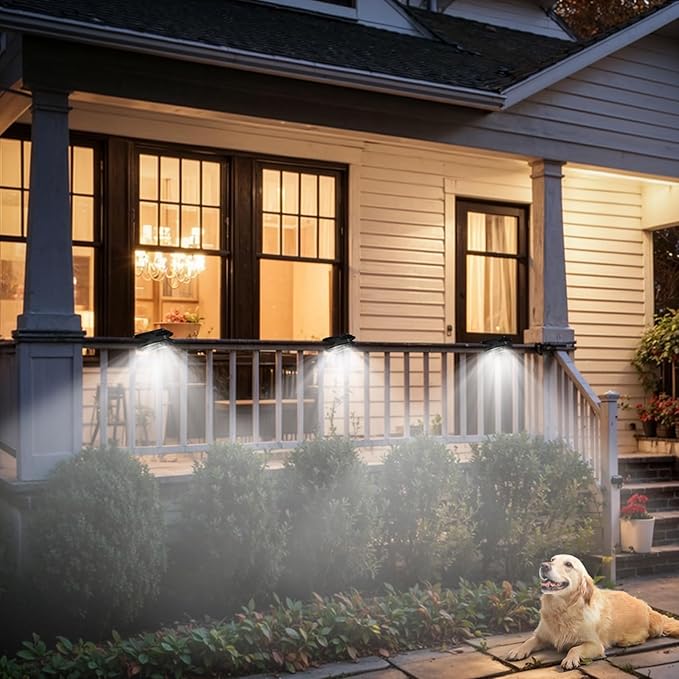 Tryme Small Solar Lights for Chain Link Fence Outdoor Motion Sensor Clip on Solar Lights for Garden Gate Deck Step Patio Camping 4 Pack