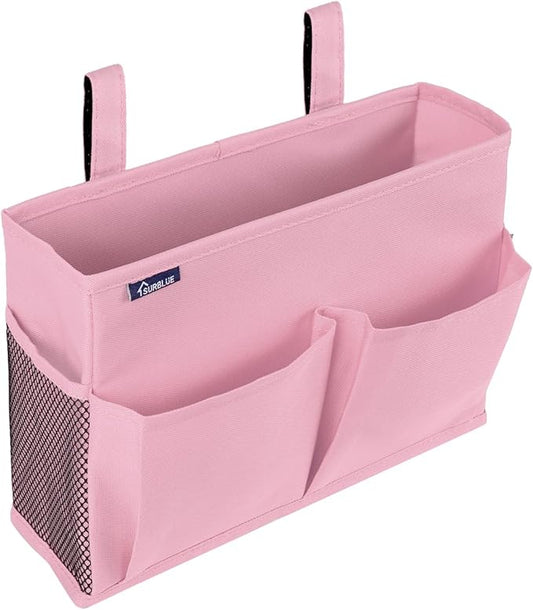 Surblue Caddy Hanging Organizer Bedside Storage Bag for Bunk and Hospital Beds, Pink, Small