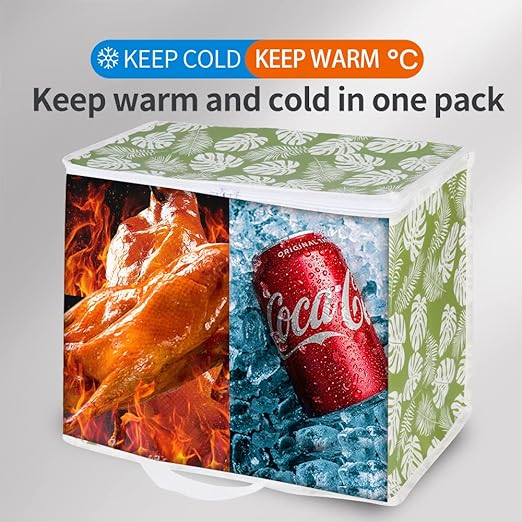 Bodaon 5-Pack Cooler Insulated Food Delivery Bag, X-Large Grocery/DoorDash/Catering/Shopping Bags With Top Zippered, Thermal Hot Pizza, Large Cold and Frozen Door Dash Accessories, XL Tote, Leaf