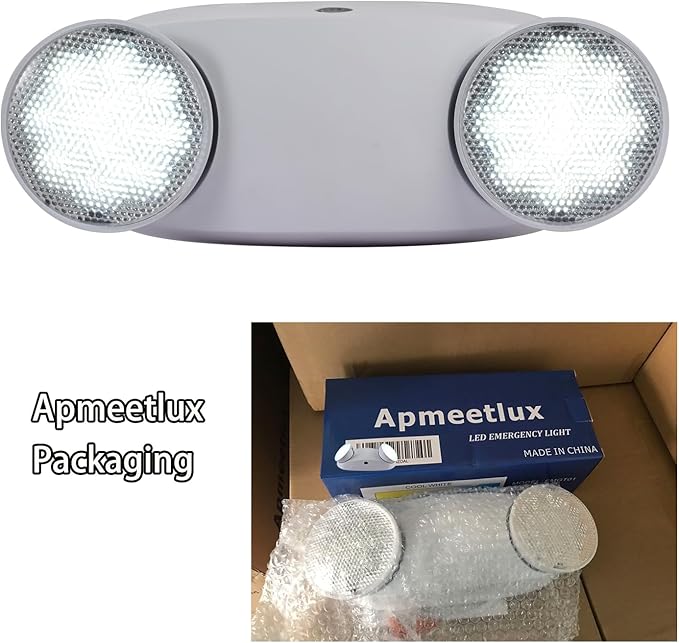 LED Emergency Lights with Battery Backup Commercial Emergency Light Fixtures for Business Home Power Failure Outage Exit Sign Lighting with Plug in Cord AC85-277V 200lm 4Hours