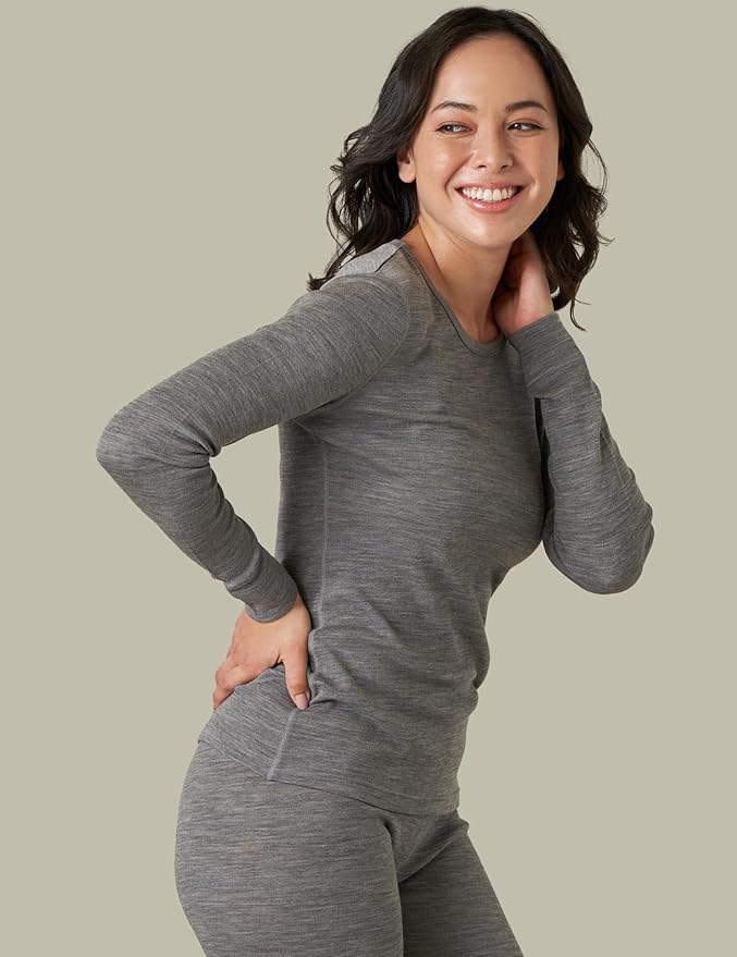 LAPASA Womens 100% Merino Wool Base Layer Set Lightweight & Midweight Thermal Underwear Long John Top & Bottom Warm L58/L91