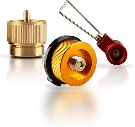 Camping Stove Burners Gas Refill Adapters EN417 Lindal Valve Canister Shifter Backpacking Stove Refill Adapter Valve Kit for Propane/Isobutane/Butane Gas Tank 3 PCS