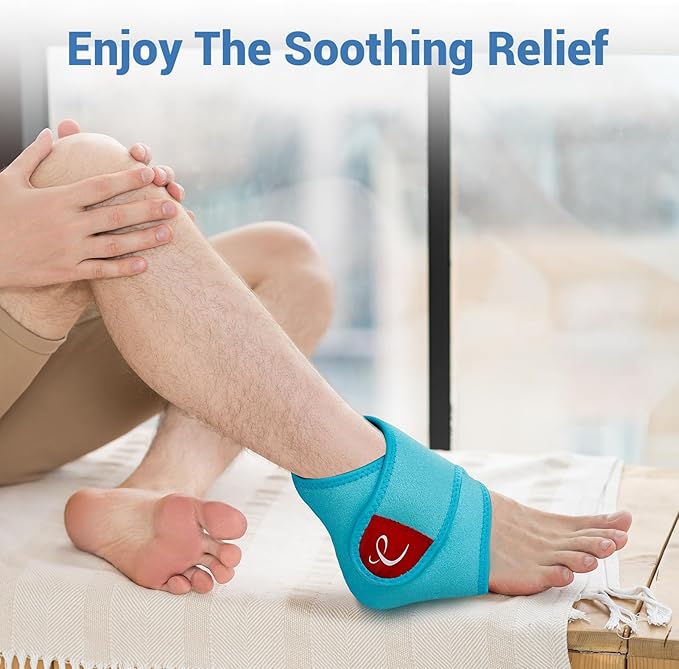 Comfytemp Ankle Ice Pack Wrap Brace for Swelling, Foot Pain Relief, 2 Gel Packs for Injuries Reusable, Hot Cold Compress for Plantar Fasciitis, Heel Spur, Achilles Tendonitis, Men Women Surgery Gift