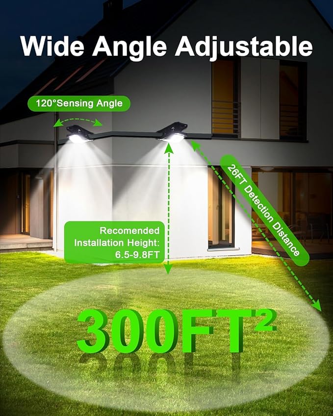 45Leds Solar Motion Sensor Lights Outdoor, Clip on Solar Lights Outdoor Waterproof, High Bright Solar Powered Security Lights for Outside Fence Chain Link Camping (4, 45 LED)