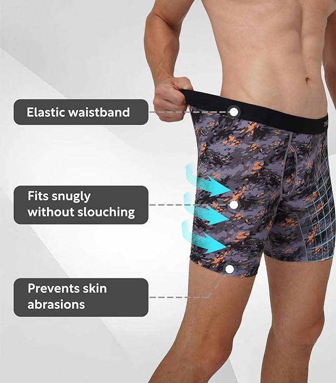 DAVID ARCHY Mens Performance Boxer Briefs 3 Pack, 3D Support Pouch & No Ride-Up Design Moisture-Wicking Sport Underwear