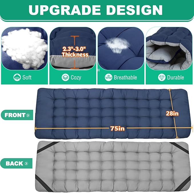 LILYPELLE Folding Camping Cot, Extra Wide Heavy Duty Sleeping Cots with Carry Bag, Double Layer Oxford Portable Travel Camp Cots for Home, Office Nap and Outdoor Beach