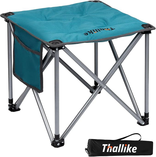 Upgraded Padded Camping Stool with Storage Bag 18 Inch Oversized Folding Foot Rest Portable Heavy Duty Camp Stool Supports 450LBS with 4 Reinforced Steel Tubes for Outdoor Hiking Fishing Lawn Travel