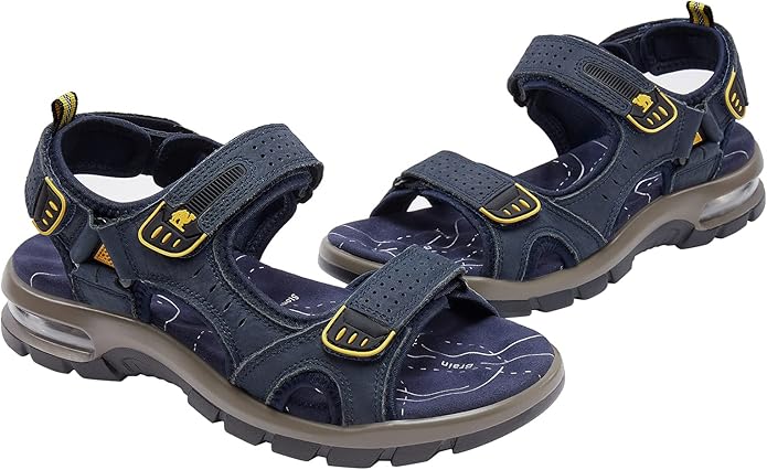 CAMEL CROWN Men's Leather Sandals for Hiking Walking Beach Treads Water Athletic Outdoor with Premium Air Cushion | Waterproof