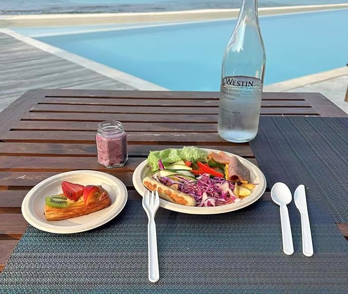 GreenWorks 150 Count 7" Heavy-duty Compostable Utensils,50 Forks 50 Spoons 50 Knives Cutlery Set,BPI Certified Large Disposable Flatware Set