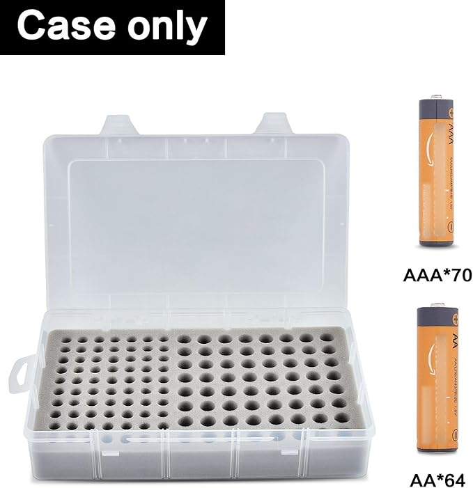 Battery Storage Organizer Case, Battery Vault Box Holder Container for 134pcs AA AAA Batteries, Garage Organization Carrying Bag Fits Home Kitchen Warehouse (Batteries Not Include)