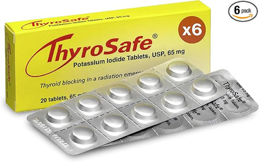 65mg Potassium Iodide Tablets (120 Pack) - Protects Your Thyroid from Nuclear Radiation Exposure